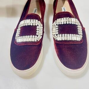 Karl Lagerfeld Velvet Loafers with Embellished Buckle sz7.5